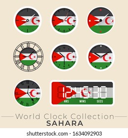 Sahara clock : Set of national flag clock : Vector Illustration