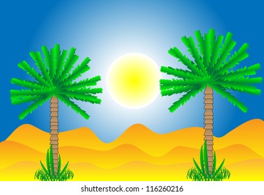 Sahara desert by day - vector illustration.