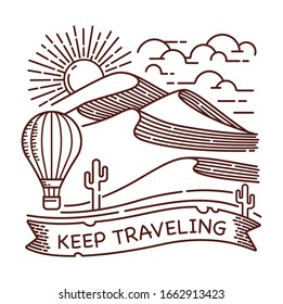 Sahara desert line illustration. hand drawn