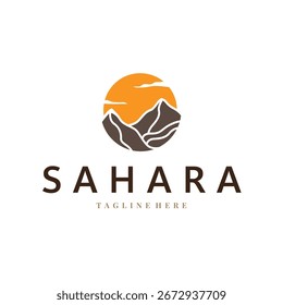 Sahara Wüste Logo einfache moderne minimalistische Design mit einfachen Linien-Konzept, Symbol-Vorlage Illustration Design