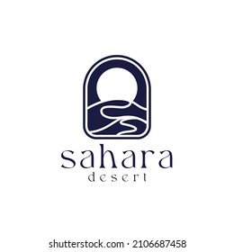 Sahara Desert Moon Light Logo Concept Vector Illustration