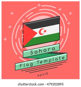 Sahara Flag  : Flag Icon With Festive Background : Vector Illustration