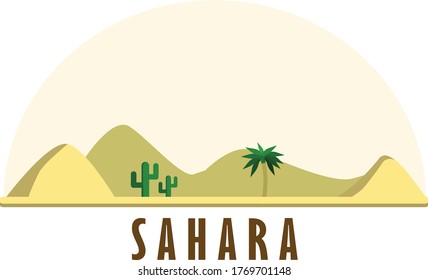Sahara flat design background 
along with the plants