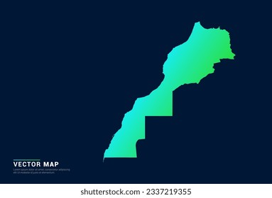 Mapa del Sahara del concepto azul gradiente abstracto verde con vector de efecto de luz de tecnología.