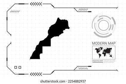 Sahara map of black digital frame HUD, GUI, UI interface technology radar vector.