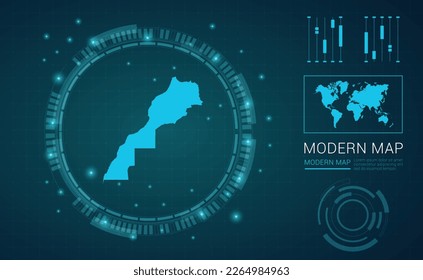 Sahara map of blue digital frame Futuristic Sci Fi Modern User vector HUD, GUI, UI interface.