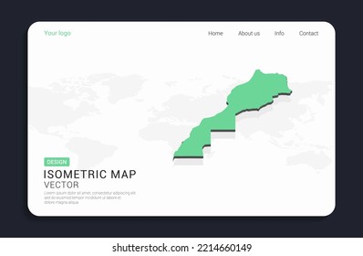 Sahara map green on white background with isometric vector.