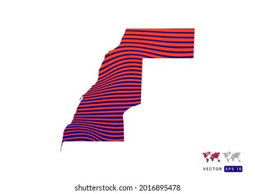 Sahara map red and blue of abstract with dynamic waves vector.