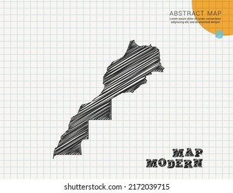 Sahara map of vector black silhouette chaotic hand drawn scribble sketch on grid paper used for notes or decoration.
