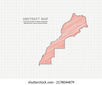 Sahara map of vector color silhouette chaotic hand drawn scribble sketch on grid paper.