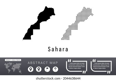 Sahara map vector set halftone dots black.