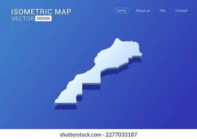 Mapa del Sahara blanco sobre fondo azul con ilustración vectorial de concepto isométrico aislado en 3D.
