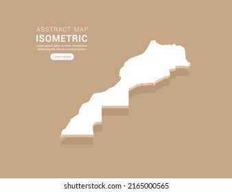 Sahara map white on brown background with isometric vector.