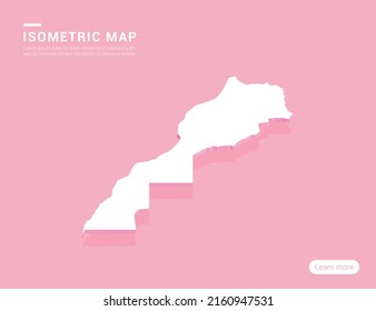 Sahara map white on pink background with 3d isometric vector illustration.
