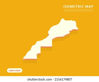 Mapa del Sahara blanco sobre fondo amarillo con ilustración vectorial isométrica 3d.