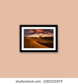 SAHARA SUNSET VECTOR ART ILUSTRATION FOR PRINT AND PHOTO FRAME DECOR
