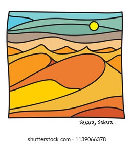 Sahara, Vacation or Tarvel poster or t-shirt graphics. Vector illustration