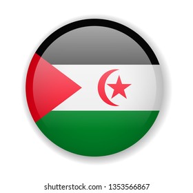 Saharan Arab Democratic Republic flag round bright icon vector Illustration