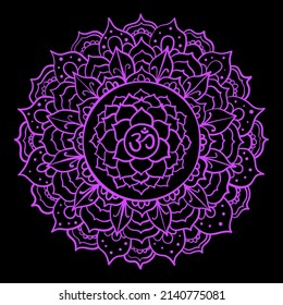 Sahasrara art. The seventh crown, parietal chakra. Hand drawn sloppy style. Vector purple symbol. Meditation sign