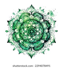 Sahasrara chakra mandala Wasserfarbe Vektorgrafik einzeln