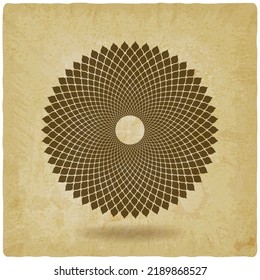 Sahasrara crown chakra is lotus flower on vintage background. Vector illustration