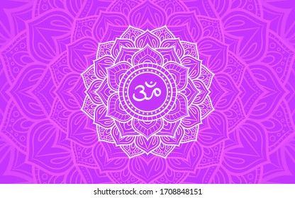 Sahasrara, crown chakra symbol. Color mandala. Vector illustration