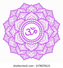 Sahasrara, crown chakra symbol. Colorful mandala. Vector illustration