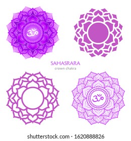 Sahasrara, crown chakra symbol. Colorful mandala. Vector illustration