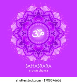 Sahasrara, crown chakra symbol. Colorful mandala. Vector illustration