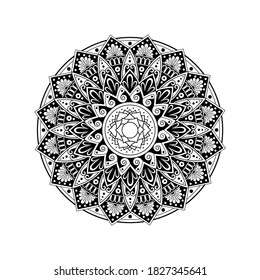 sahasrara mandala ornament handdrawn tatoo art drawing circular pattern mehendi vintage floral graphic crown chakra