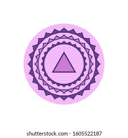 Sahasrara.Crown chakra.Seventh Chakra symbol of human. Vector illustration isolated on white background.Yoga,meditation,reiki and buddhism color simbol.Sahasrara chakra icon.
