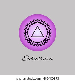 Sahasrara.Crown chakra.Seventh Chakra symbol of human. Vector illustration. Element human energy system. Yoga,meditation,reiki and buddhism color simbol.Sahasrara chakra icon.

