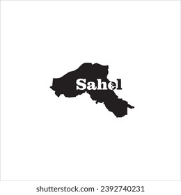 Sahel map and black lettering design on white background