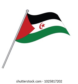 Sahrawi Arab Democratic Republic Flag with Metal Pole. Vector illustration.