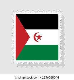 Sahrawi Arab Democratic Republic flag postage stamp, isolated on white background, vector illustration.