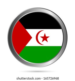Sahrawi Arab Democratic Republic flag button on a white background. Vector illustration.