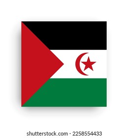 Sahrawi Arab Democratic Republic flag - flat vector square with sharp corners and dropped shadow.