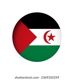 Sahrawi Arab Democratic Republic flag - behind the cut circle paper hole with inner shadow.