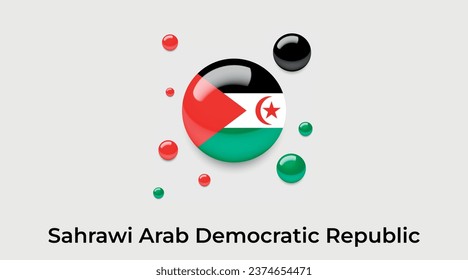 Flaggenblase der Arabischen Demokratischen Republik Sahrawi kreisförmig um das Symbol bunter Vektorgrafik