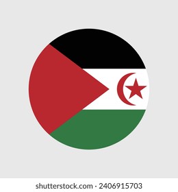 Sahrawi Arab Democratic Republic flag. Button flag icon. Standard color. Circle icon flag. Computer illustration. Digital illustration. Vector illustration.