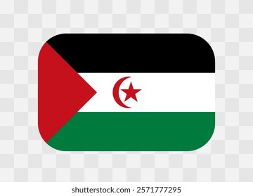 Sahrawi Arab Democratic Republic flag - rounded rectangle colorful flag representing a country cultural identity and heritage. The essence of national pride and unity. Vector flag on transparent