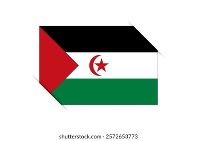 Sahrawi Arab Democratic Republic flag - rectangle colorful flag representing a country cultural identity and heritage. The essence of national pride and unity. Attached by the corners in a paper album