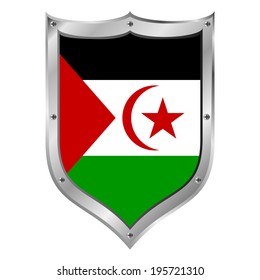 Sahrawi Arab DemocraticRepublic flag button on a white background. Vector illustration.