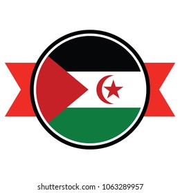 Sahrawi  flag in glossy round button of icon. flag logo of Sahrawi  emblem isolated on white background, Sahrawi  national concept sign, Vector illustration.