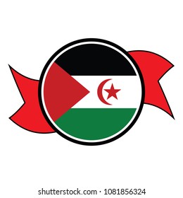 Sahrawi flag in glossy round button of icon. flag logo of Sahrawi emblem isolated on white background, Sahrawi national concept sign, Vector illustration.