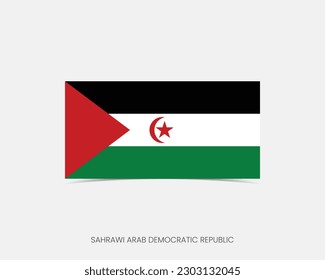 Sahrawi Rectangle flag icon with shadow.