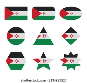 sahrawi set of flags with geometric shapes
