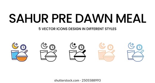 Sahur Pre Dawn Meal icons vector set stock illustration