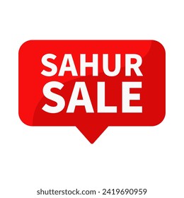 Sahur-Verkaufstext in rotem Rechteck-Form zur Förderung von Marketing-Informationen in sozialen Medien Ankündigung
