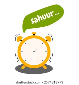 Sahur Time Alarm Clock Illustration. Cute Alarm Clock for Sahur Reminder